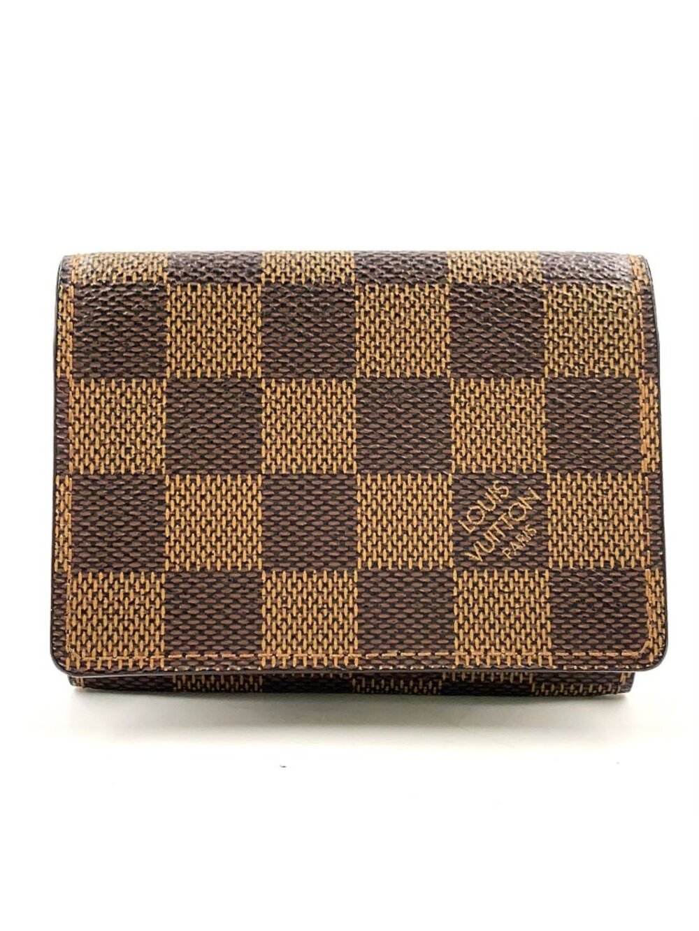 Louis Vuitton Envelope Business Card Holder Damier Ebene Leather Brown Case